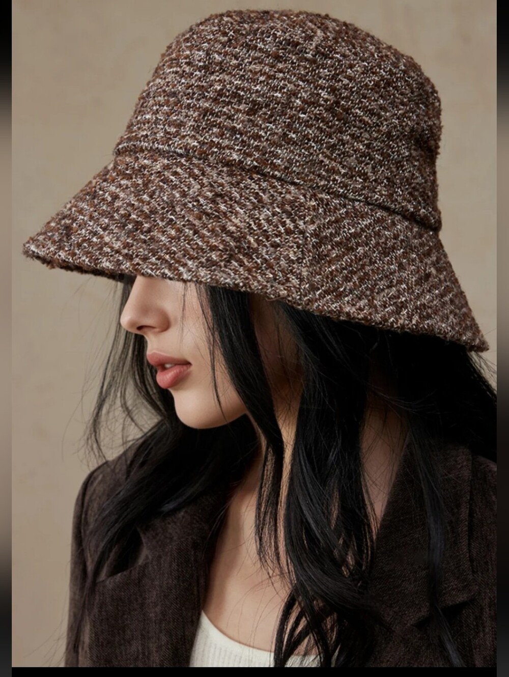 New w/tag Dolce & Gabbana Brown/Gray Melange Blended Texrure Tweed Capello